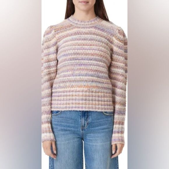 Habitual • Stripe Puff Shoulder Sweater in Mauve Combo - Picture 4 of 8